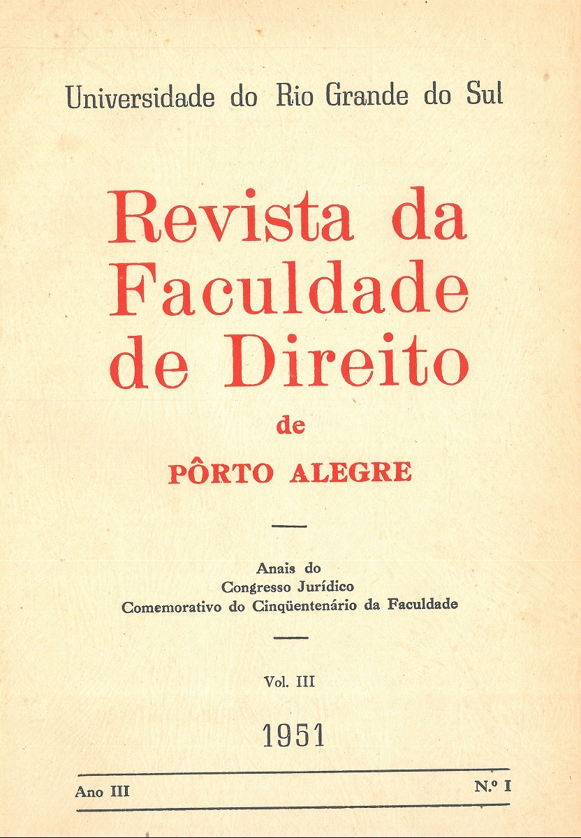 					Visualizar v. 3 n. 3 (1951): Revista da Faculdade de Direito de Porto Alegre
				