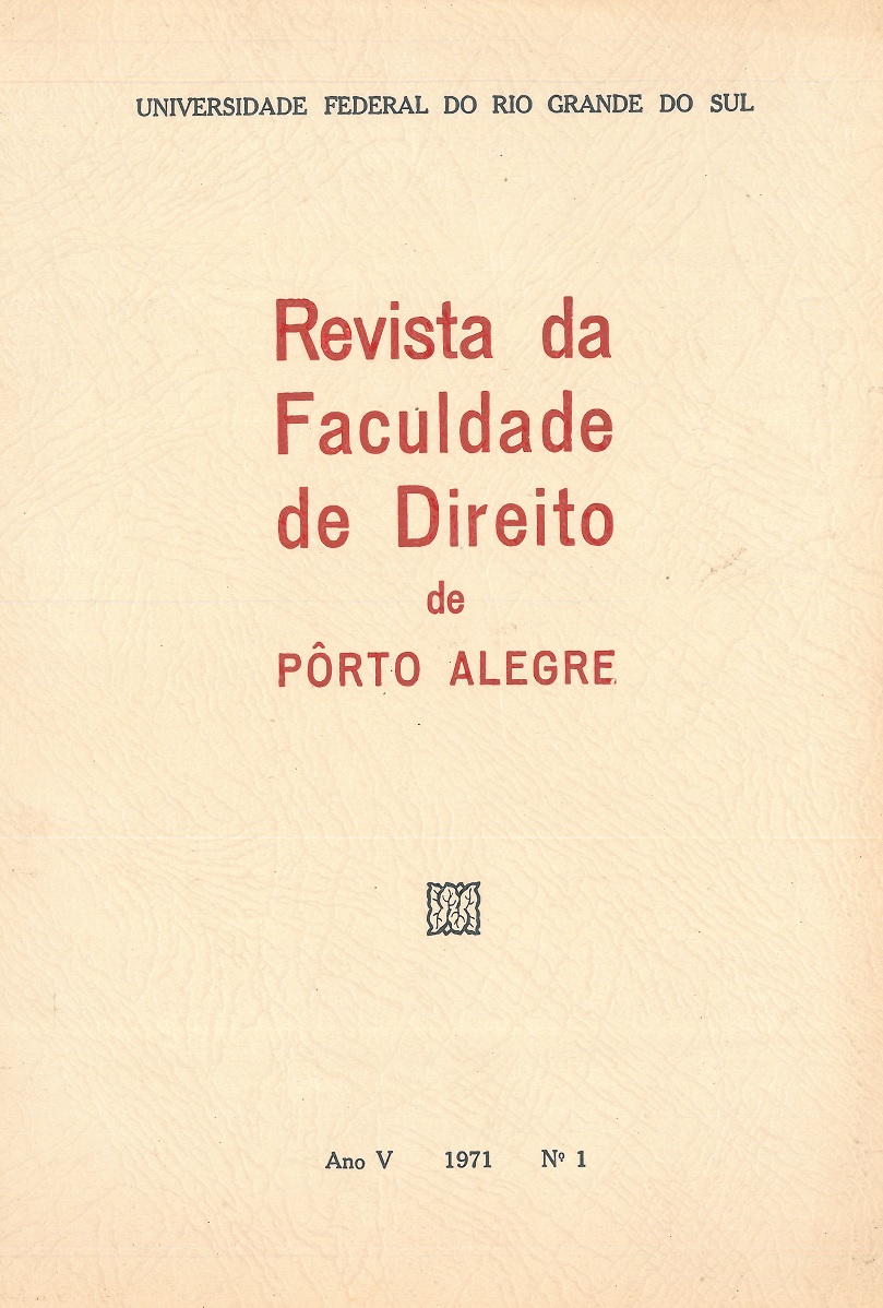 					Visualizar n. 5 (1971): Revista da Faculdade de Direito de Porto Alegre
				