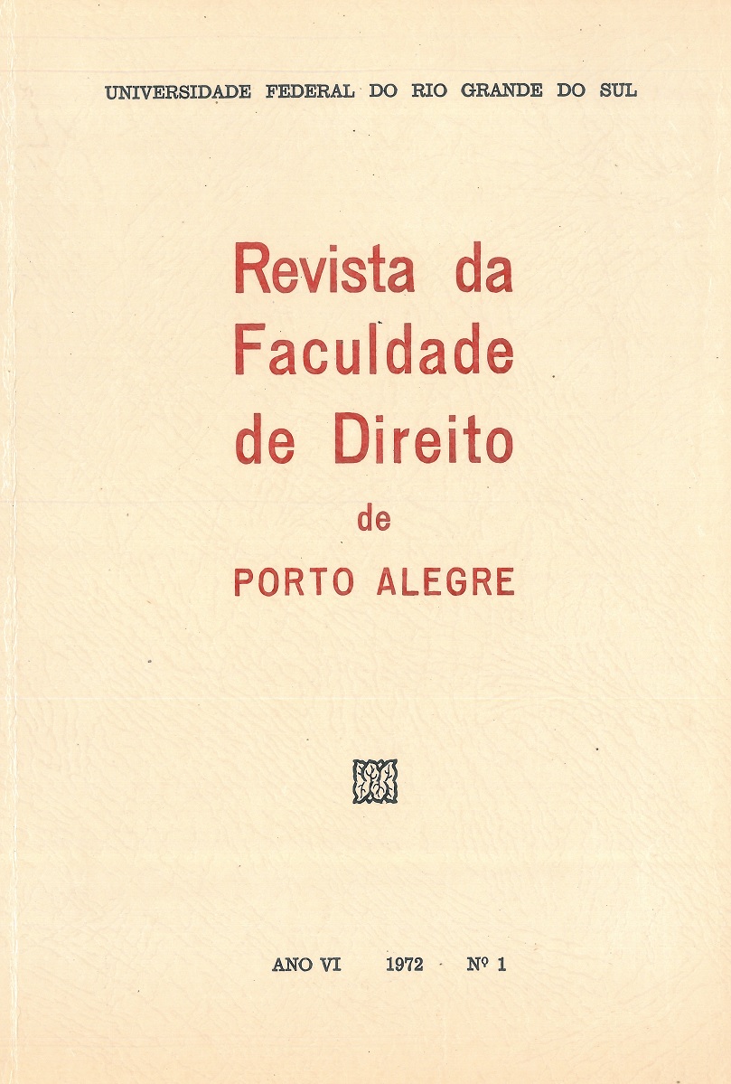 					Visualizar n. 6 (1972): Revista da Faculdade de Direito de Porto Alegre
				