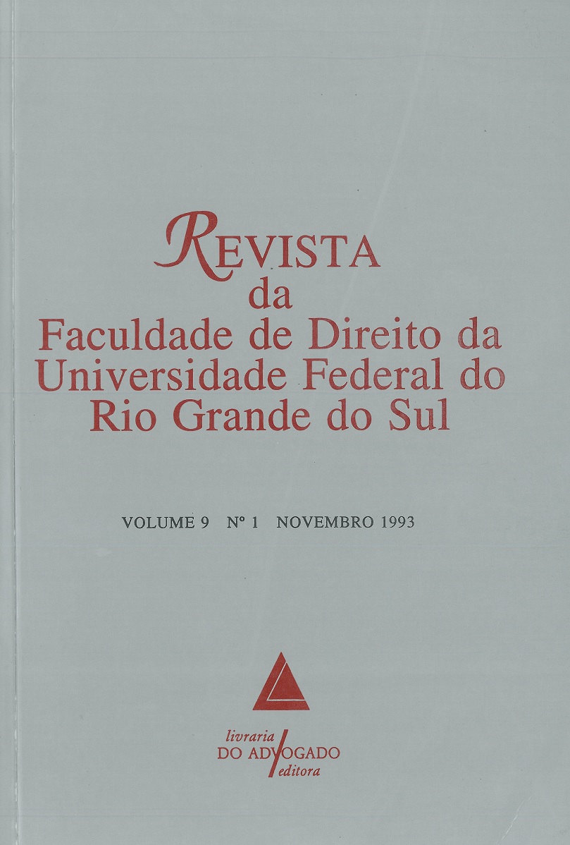 					Visualizar n. 9 (1993): Revista da Faculdade de Direito da Universidade Federal do Rio Grande do Sul
				